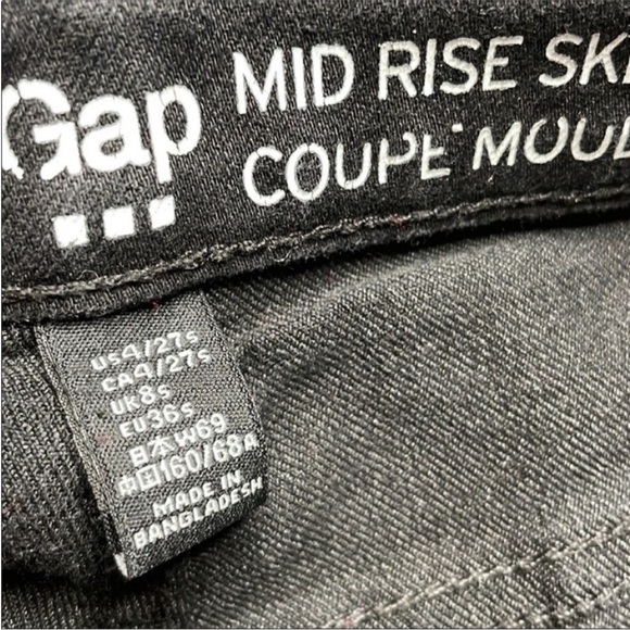 Gap Black Mid Rise Denim Skinny Fit Size 4 / 27 - Picture 5 of 7